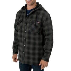 Dickies Hooded Twill Polar Fleece Lined Shirt Jacket Built to‎ Work Sz XL